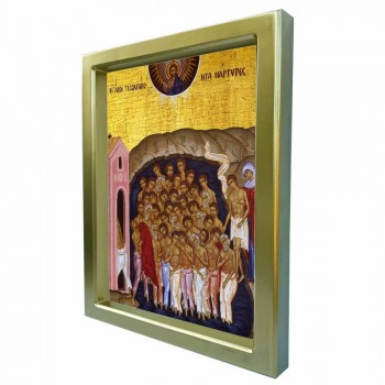 ΑΓΙΟΙ ΣΑΡΑΝΤΑ ΜΑΡΤΥΡΕΣ - Χρυσή Κεραμική Εικόνα Πολυτελείας 25cm