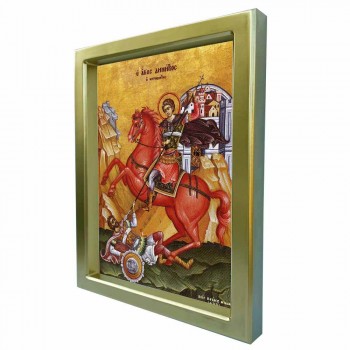 ΑΓΙΟΣ ΔΗΜΗΤΡΙΟΣ - Χρυσή Κεραμική Εικόνα Πολυτελείας 25cm