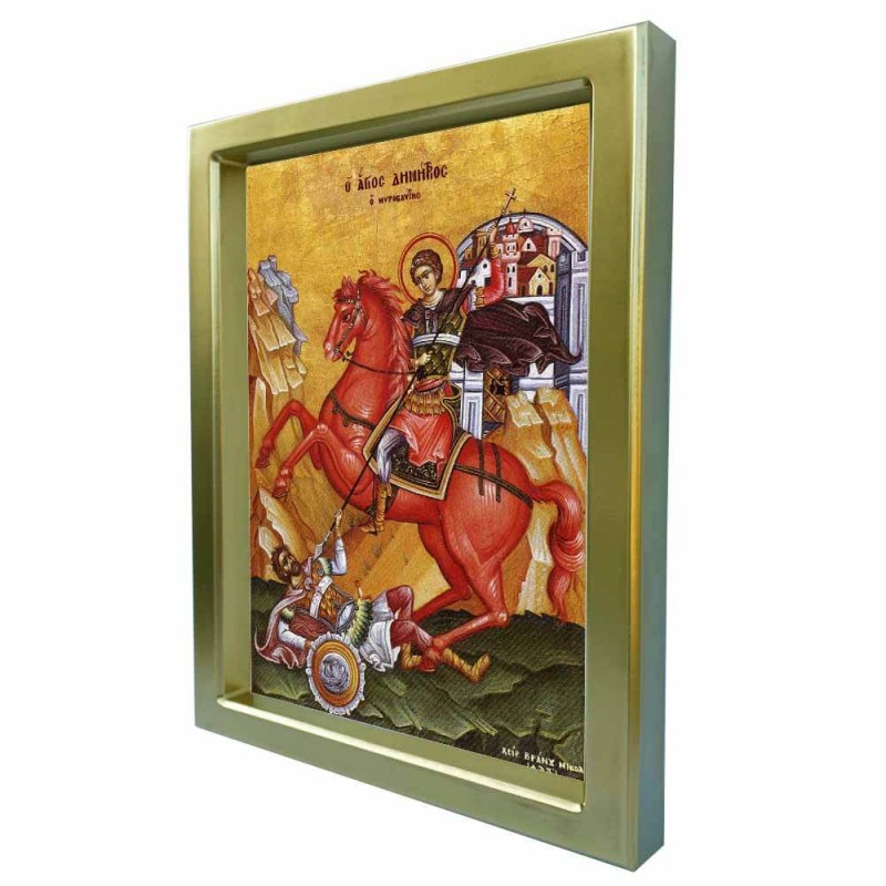ΑΓΙΟΣ ΔΗΜΗΤΡΙΟΣ - Χρυσή Κεραμική Εικόνα Πολυτελείας 25cm