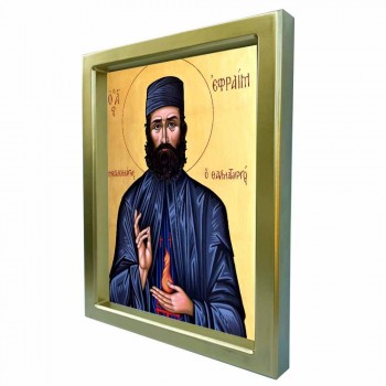 ΑΓΙΟΣ ΕΦΡΑΙΜ - Χρυσή Κεραμική Εικόνα Πολυτελείας 25cm