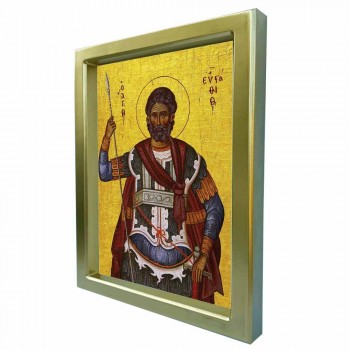 ΑΓΙΟΣ ΕΥΣΤΑΘΙΟΣ - Χρυσή Κεραμική Εικόνα Πολυτελείας 25cm