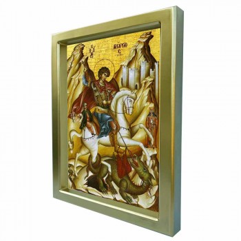 ΑΓΙΟΣ ΓΕΩΡΓΙΟΣ - Χρυσή Κεραμική Εικόνα Πολυτελείας 25cm