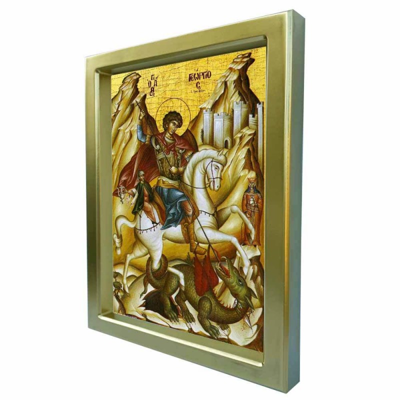 ΑΓΙΟΣ ΓΕΩΡΓΙΟΣ - Χρυσή Κεραμική Εικόνα Πολυτελείας 25cm