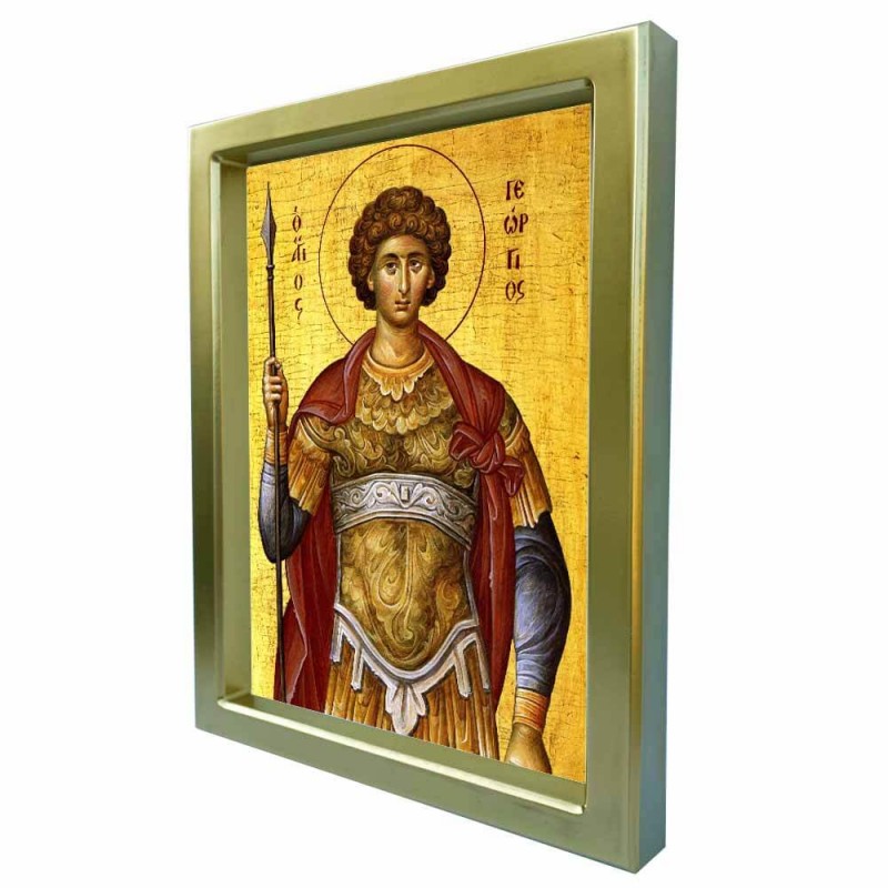 ΑΓΙΟΣ ΓΕΩΡΓΙΟΣ - Χρυσή Κεραμική Εικόνα Πολυτελείας 25cm