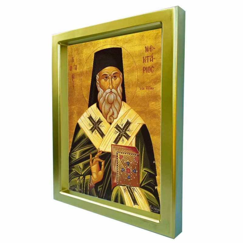 ΑΓΙΟΣ ΝΕΚΤΑΡΙΟΣ - Χρυσή Κεραμική Εικόνα Πολυτελείας 25cm