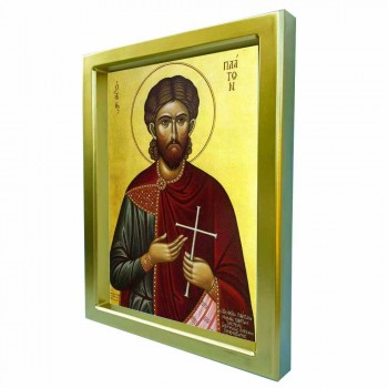 ΑΓΙΟΣ ΠΛΑΤΩΝ - Χρυσή Κεραμική Εικόνα Πολυτελείας 25cm