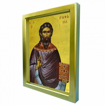 ΑΓΙΟΣ ΡΑΦΑΗΛ - Χρυσή Κεραμική Εικόνα Πολυτελείας 25cm
