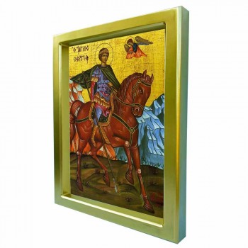 ΑΓΙΟΣ ΣΕΡΓΙΟΣ - Χρυσή Κεραμική Εικόνα Πολυτελείας 25cm