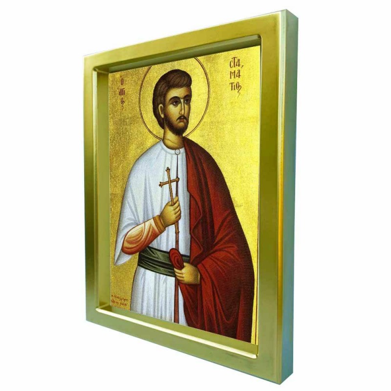 ΑΓΙΟΣ ΣΤΑΜΑΤΙΟΣ - Χρυσή Κεραμική Εικόνα Πολυτελείας 25cm