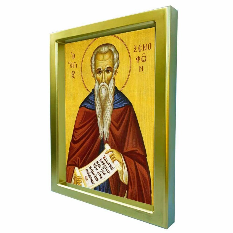 ΑΓΙΟΣ ΞΕΝΟΦΩΝ - Χρυσή Κεραμική Εικόνα Πολυτελείας 25cm