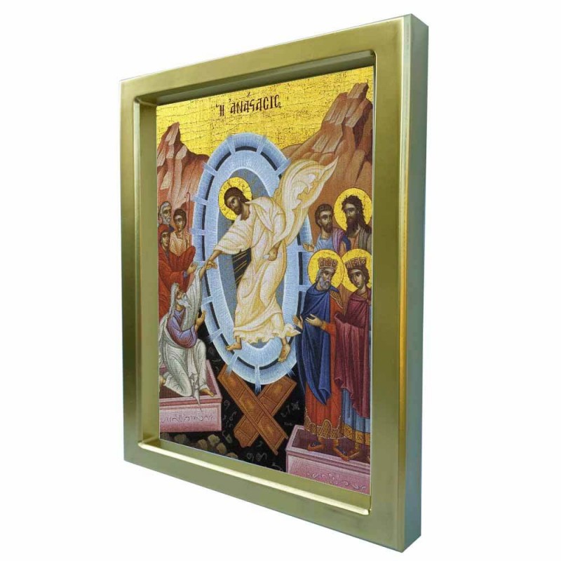 ΑΝΑΣΤΑΣΗ ΧΡΙΣΤΟΥ - Χρυσή Κεραμική Εικόνα Πολυτελείας 25cm