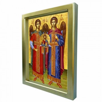 ΑΡΧΑΓΓΕΛΟΙ ΜΙΧΑΗΛ & ΓΑΒΡΙΗΛ - Χρυσή Κεραμική Εικόνα Πολυτελείας 25cm