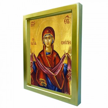 ΠΑΝΑΓΙΑ ΑΓΙΑ ΣΚΕΠΗ - Χρυσή Κεραμική Εικόνα Πολυτελείας 25cm