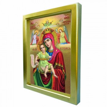 ΠΑΝΑΓΙΑ ΕΛΕΟΥΣΑ - Χρυσή Κεραμική Εικόνα Πολυτελείας 25cm