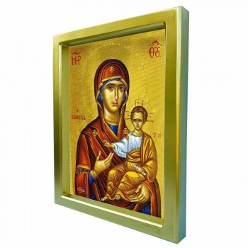 ΠΑΝΑΓΙΑ ΣΟΥΜΕΛΑ - Χρυσή Κεραμική Εικόνα Πολυτελείας 25cm