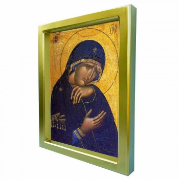 ΠΑΝΑΓΙΑ ΘΡΗΝΟΥΣΑ - Χρυσή Κεραμική Εικόνα Πολυτελείας 25cm