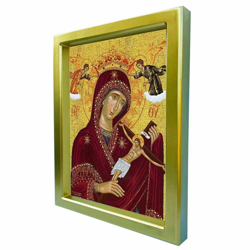 ΠΑΝΑΓΙΑ ΤΟΥ ΧΑΡΟΥ - Χρυσή Κεραμική Εικόνα Πολυτελείας 25cm