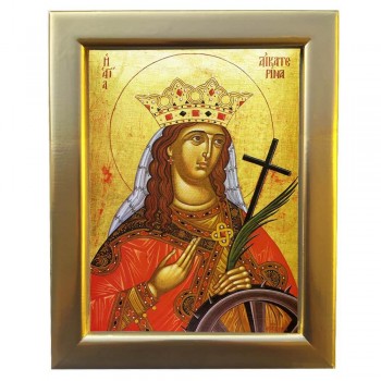 ΑΓΙΑ ΑΙΚΑΤΕΡΙΝΗ - Επίχρυση Ξύλινη εικόνα 29cm