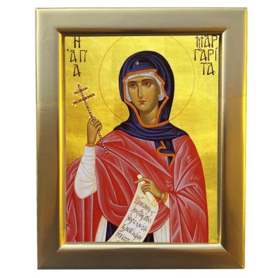 ΑΓΙΑ ΜΑΡΓΑΡΙΤΑ - Επίχρυση Ξύλινη εικόνα 29cm