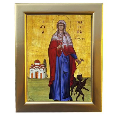 ΑΓΙΑ ΜΑΡΙΝΑ - Επίχρυση Ξύλινη εικόνα 29cm
