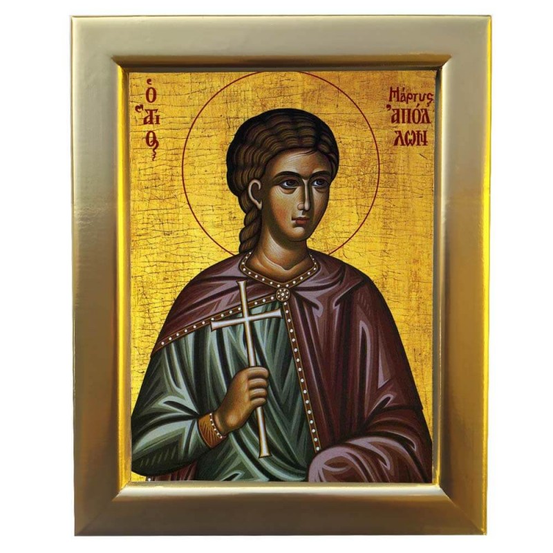 ΑΓΙΟΣ ΑΠΟΛΛΩΝ - Επίχρυση Ξύλινη εικόνα 29cm