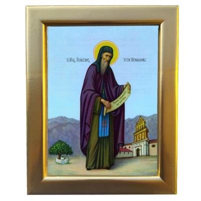 ΑΓΙΟΣ ΓΕΡΑΣΙΜΟΣ - Επίχρυση Ξύλινη εικόνα 29cm
