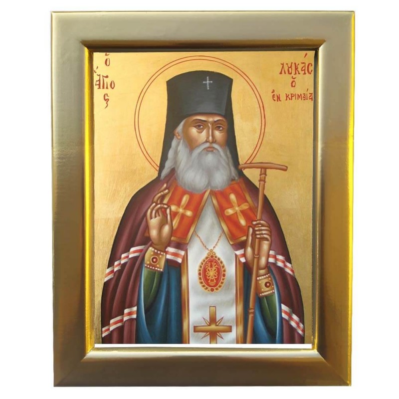 ΑΓΙΟΣ ΛΟΥΚΑΣ Ο ΙΑΤΡΟΣ - Επίχρυση Ξύλινη εικόνα 29cm