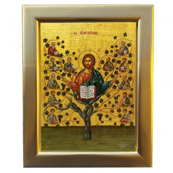 ΙΗΣΟΥΣ ΧΡΙΣΤΟΣ Η ΑΜΠΕΛΟΣ - Επίχρυση Ξύλινη εικόνα 29cm