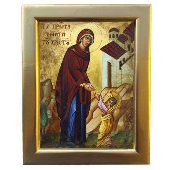 ΙΗΣΟΥΣ ΧΡΙΣΤΟΣ ΩΣ ΠΑΙΔΙ -  Επίχρυση Ξύλινη εικόνα 29cm