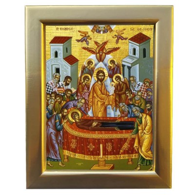 ΚΟΙΜΗΣΗ ΤΗΣ ΘΕΟΤΟΚΟΥ -  Επίχρυση Ξύλινη εικόνα 29cm