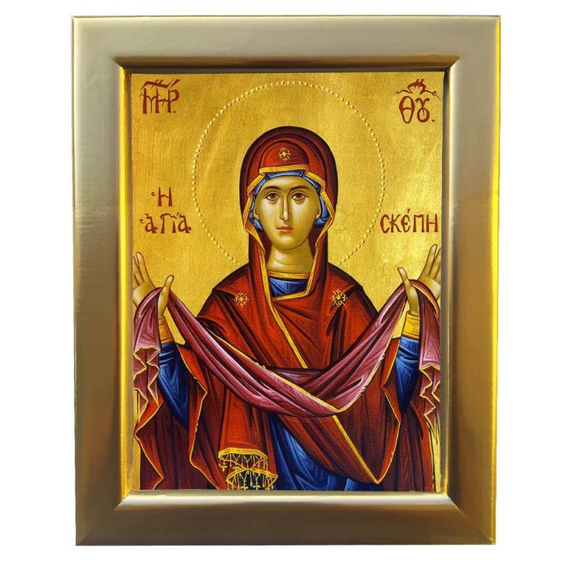 ΠΑΝΑΓΙΑ ΑΓΙΑ ΣΚΕΠΗ - Επίχρυση Ξύλινη εικόνα 29cm