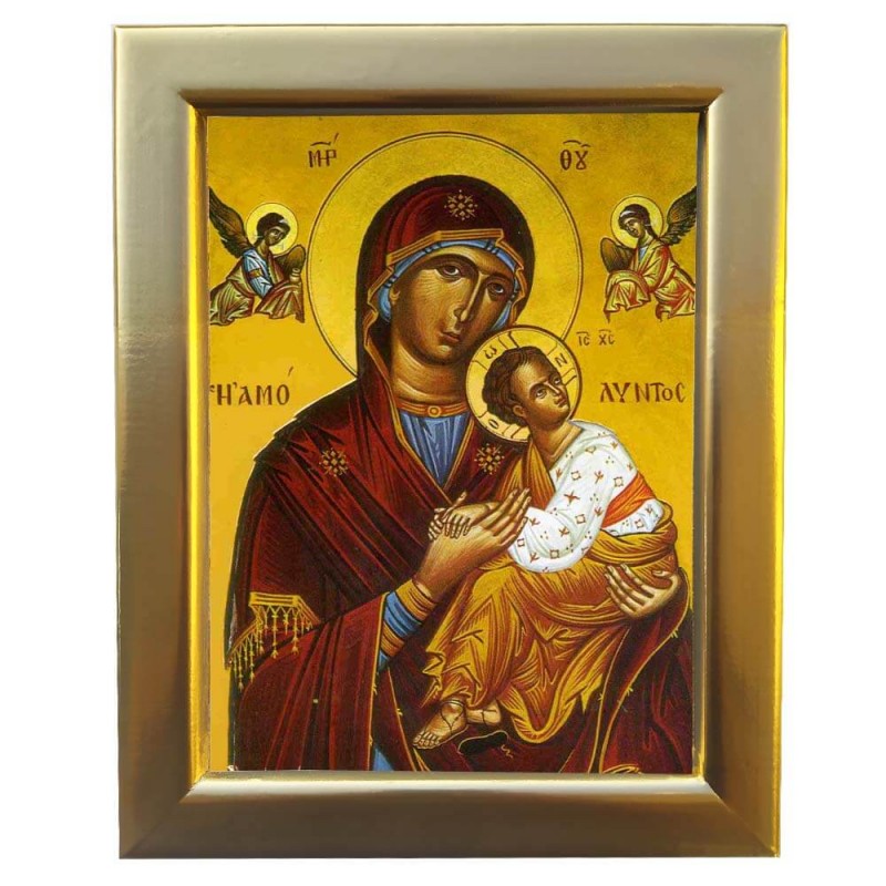 ΠΑΝΑΓΙΑ ΑΜΟΛΥΝΤΟΣ - Επίχρυση Ξύλινη εικόνα 29cm