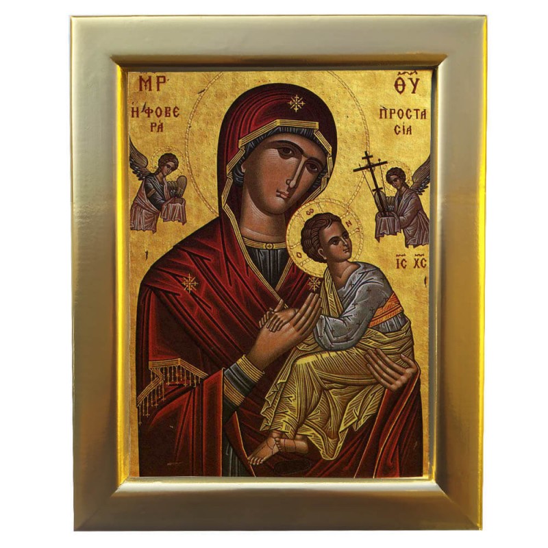 ΠΑΝΑΓΙΑ ΦΟΒΕΡΑ ΠΡΟΣΤΑΣΙΑ - Επίχρυση Ξύλινη εικόνα 29cm