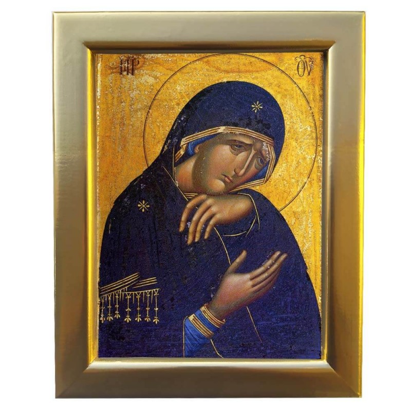 ΠΑΝΑΓΙΑ ΘΡΗΝΟΥΣΑ - Επίχρυση Ξύλινη εικόνα 29cm