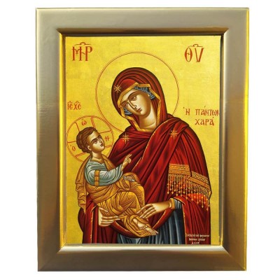ΠΑΝΑΓΙΑ Η ΧΑΡΑ ΤΩΝ ΠΑΝΤΩΝ - Επίχρυση Ξύλινη εικόνα 29cm