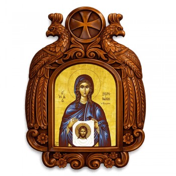 Αγία Βερονίκη - Ξυλόγλυπτη εικόνα με αετούς 39cm