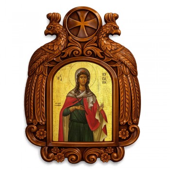 Αγία Κυριακή - Ξυλόγλυπτη εικόνα με αετούς 39cm