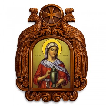 Αγία Μαρία Μαγδαληνή - Ξυλόγλυπτη εικόνα με αετούς 39cm