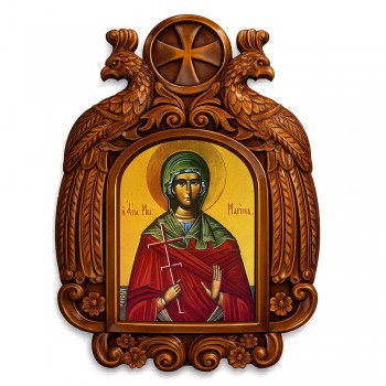 Αγία Μαρίνα - Ξυλόγλυπτη εικόνα με αετούς 39cm