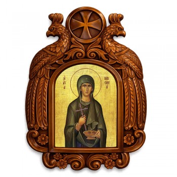 Αγία Παρασκευή - Ξυλόγλυπτη εικόνα με αετούς 39cm