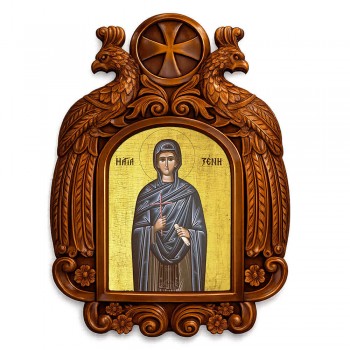 Αγία Ξένη - Ξυλόγλυπτη εικόνα με αετούς 39cm