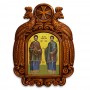 Άγιοι Ανάργυροι - Ξυλόγλυπτη εικόνα με αετούς 39cm