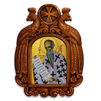 Άγιος Αλέξανδρος - Ξυλόγλυπτη εικόνα με αετούς 39cm