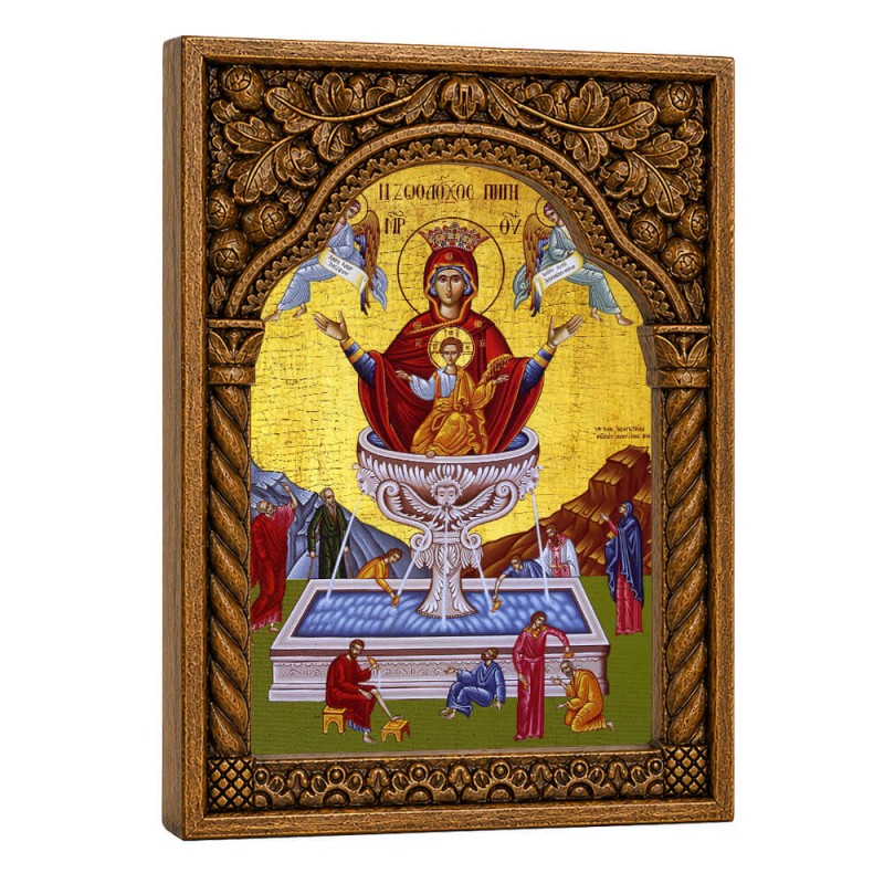 Ζωοδόχος Πηγή - Ξυλόγλυπτη κορνίζα με Βυζαντινή Καμάρα 22cm
