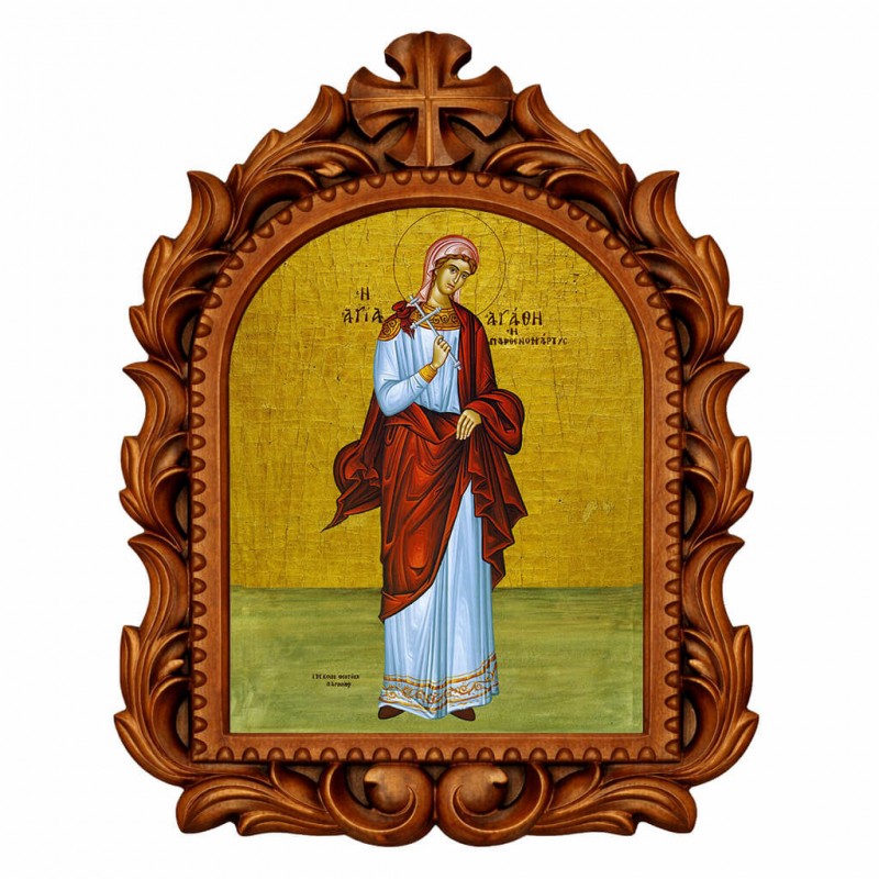 Αγία Αγαθή - Οβάλ Ξυλόγλυπτη 39cm 