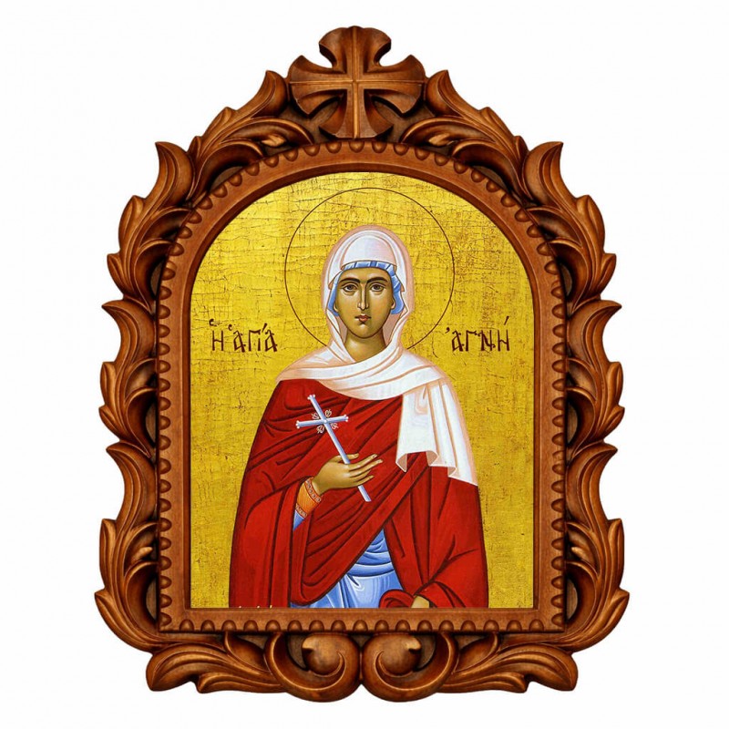 Αγία Αγνή - Οβάλ Ξυλόγλυπτη 39cm 