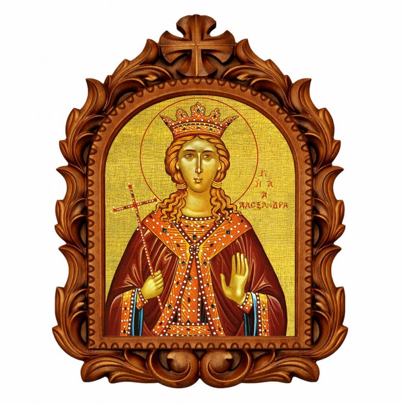 Αγία Αλεξάνδρα - Οβάλ Ξυλόγλυπτη 39cm 