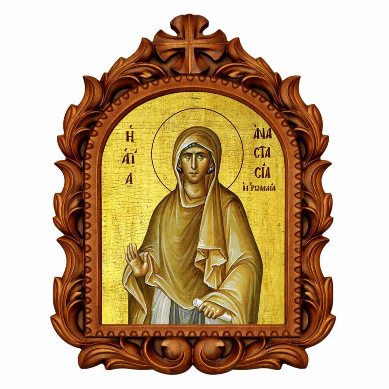 Αγία Αναστασία - Οβάλ Ξυλόγλυπτη 39cm 