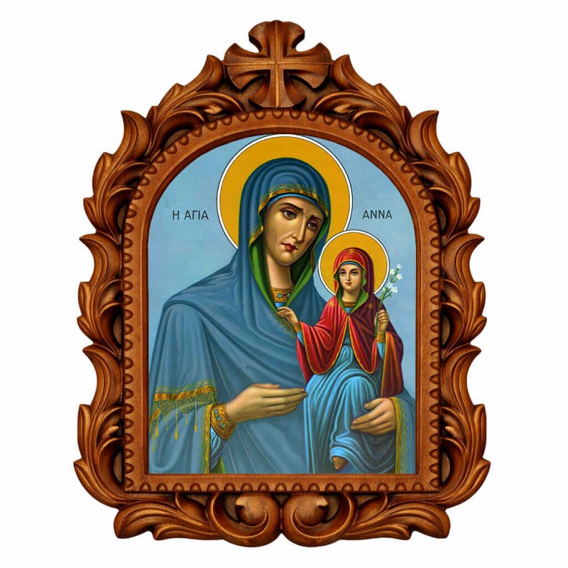 Αγία Άννα - Οβάλ Ξυλόγλυπτη 39cm 
