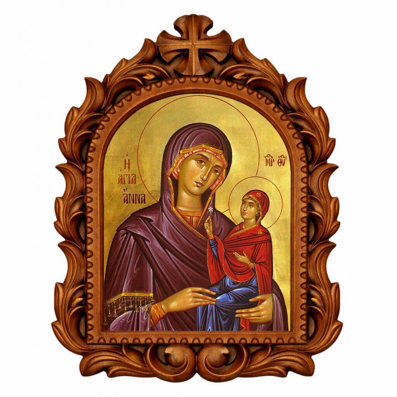 Αγία Άννα - Οβάλ Ξυλόγλυπτη 39cm 